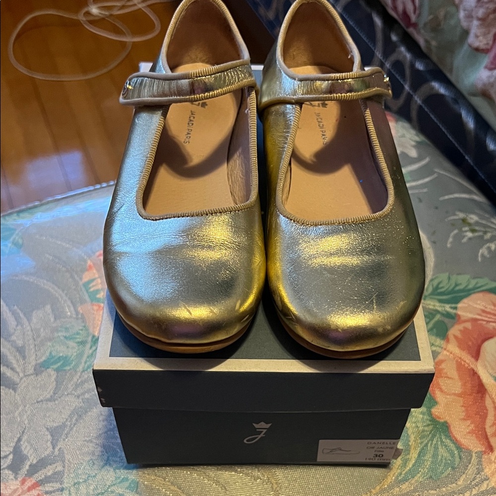 Jacadi Metallic Gold Mary Jane Kids Shoes